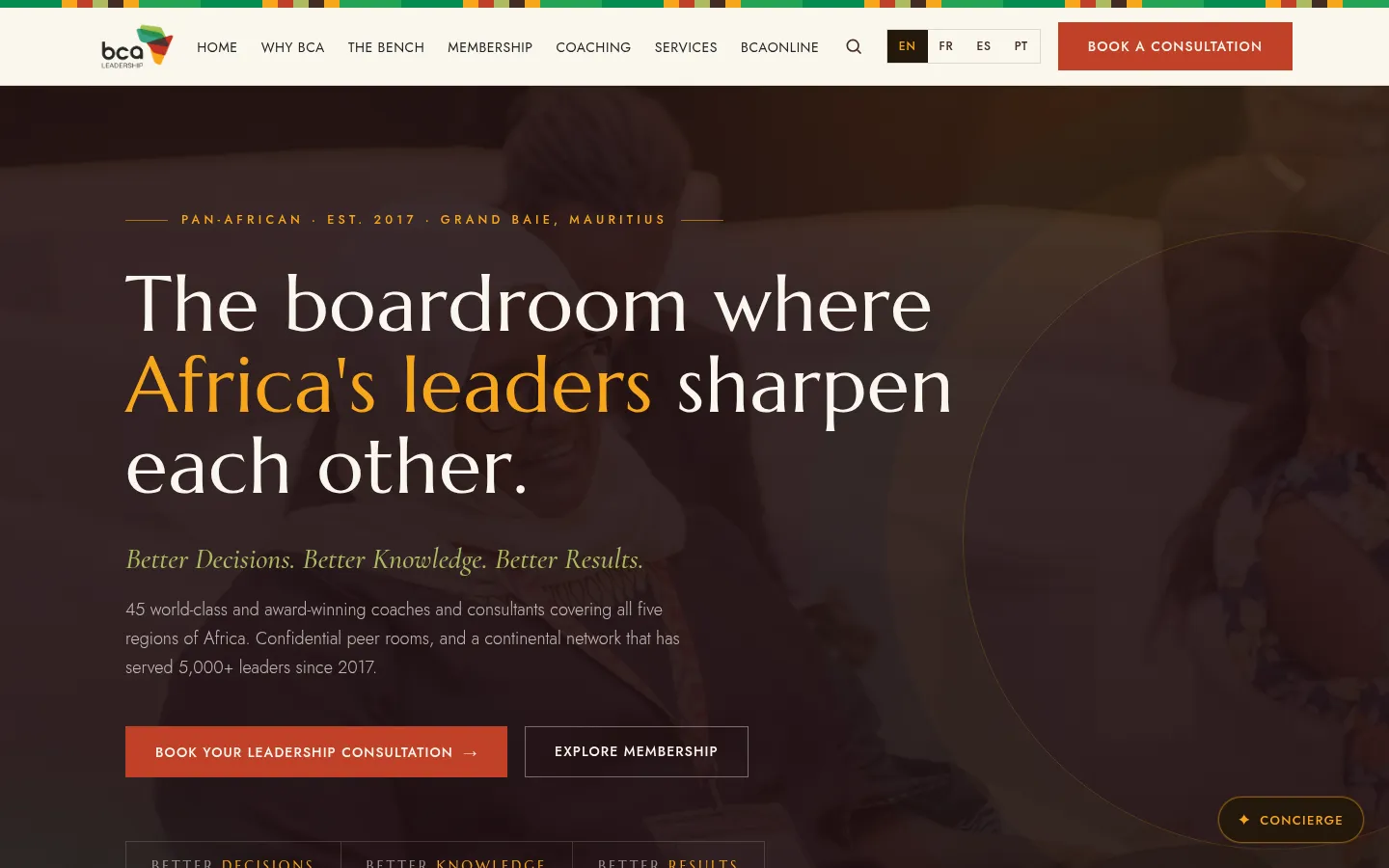 Home page of BCA Leadership